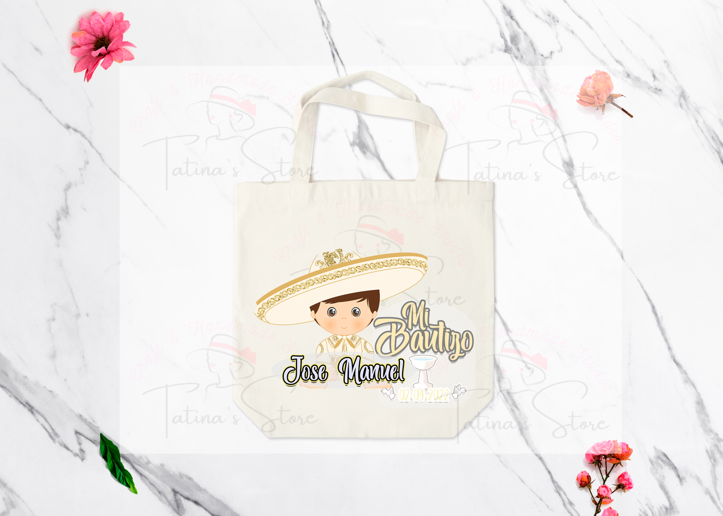 Mi Bautizo Recuerdos Tote Bag Charrito Bebe