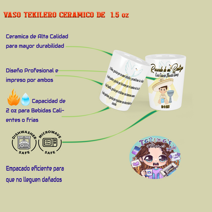 Recuerdo de Bautizo para NiñoSet de 12 vasos Tequileros Personalizados Charito boy