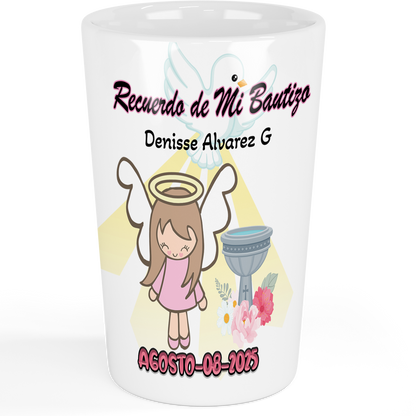 Recuerdo de Bautizo para Niña Set de 12 vasos Tequileros Personalizados  Angelita 1