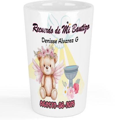 Recuerdo de Bautizo para Niña Set de 12 vasos Tequileros Personalizados  Tedy Girl