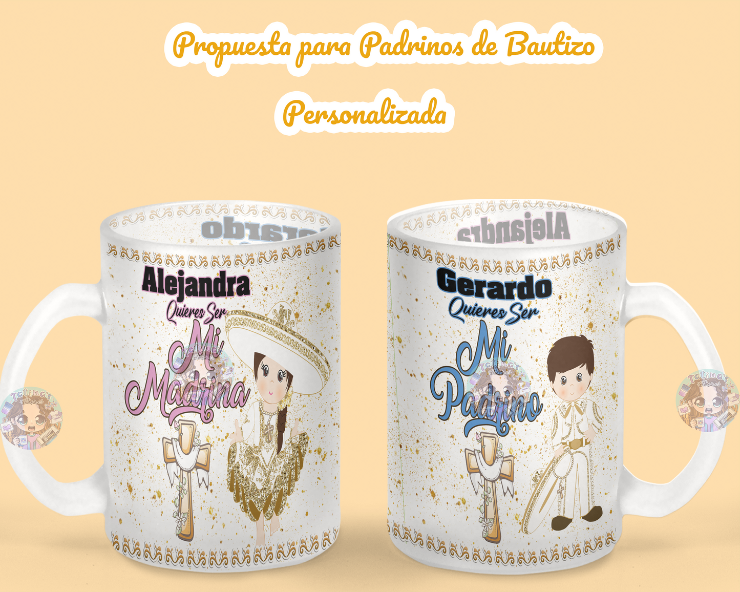 Set of 2 Ceramic mug / Quieres ser mi madrina ? padrino ? / gift padrinos